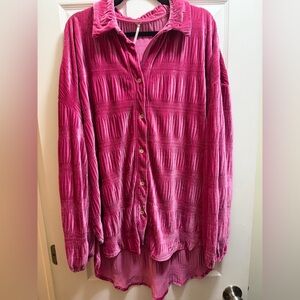 Free People Fuchsia Button-Down Shirt